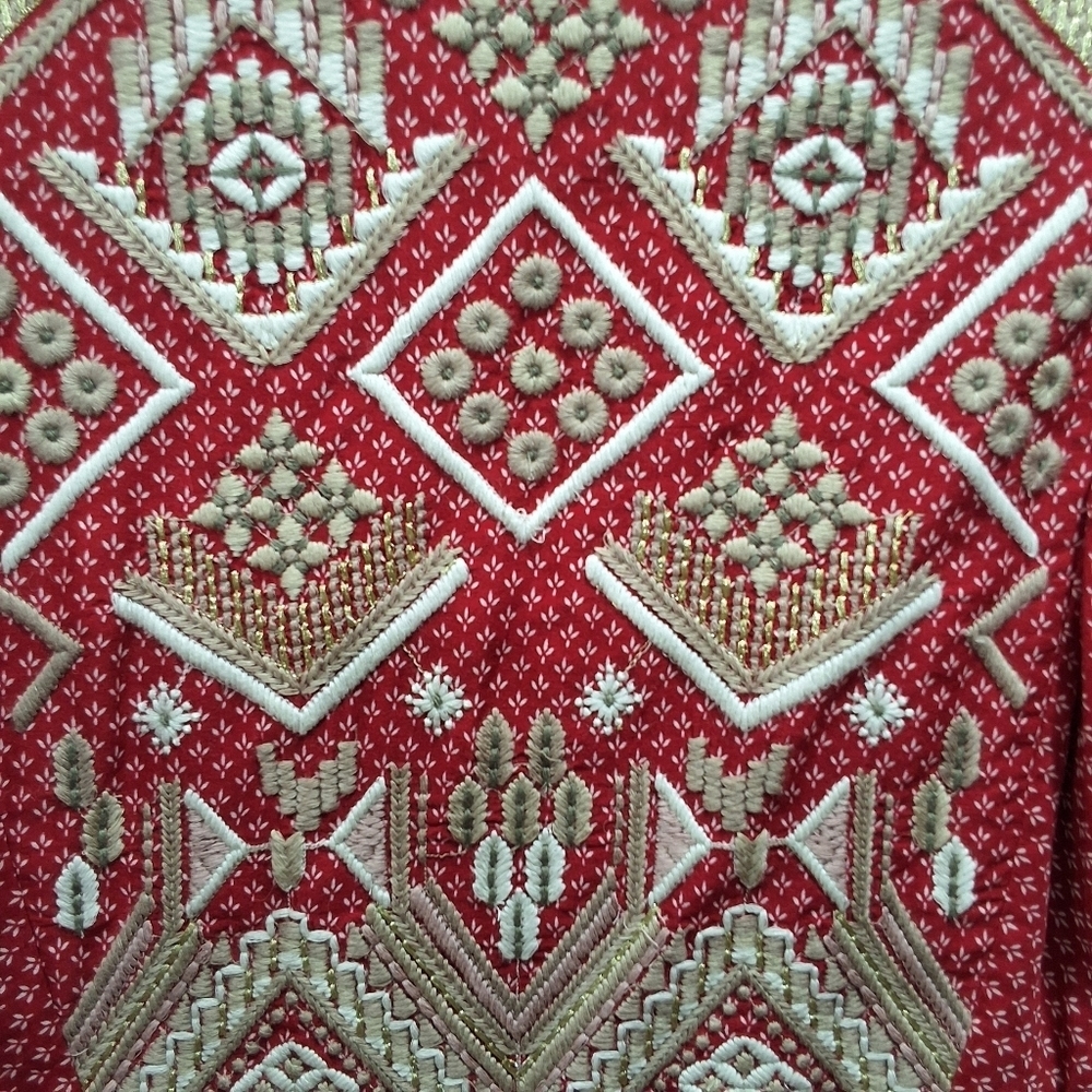 Anthropologie~Keira~Embroidered Red~ Peplum Blouse~Bohemian Boho~Hippie~ US2 UK6 - Picture 7 of 11